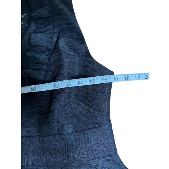 Ann Taylor Halter Dress Size 4 Ruffle Neck Black Textured Sleeveless Office Work - Picture 5 of 7